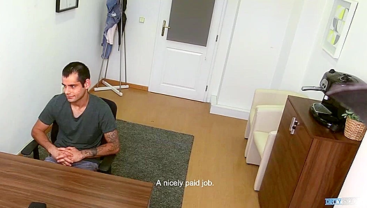 Big-Eyed Brunette Twink Gets Facialized byDirtyScout