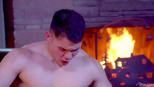 Colton Reece & Austin Avery Bareback By The Fireplace - Hot Gay Porn