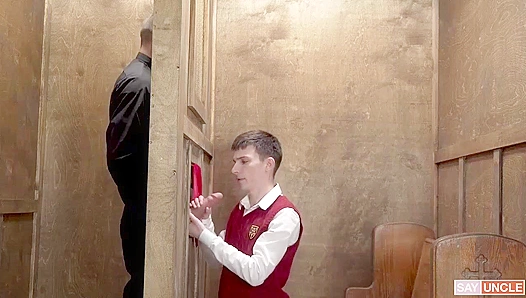 Twink Felix O’Dair Fucks Myles Landon in Confession Booth - YesFather