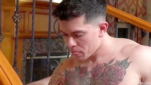 Size Queen Nick Fitt Pounded on the Stairs by Hung stud Clark Davis