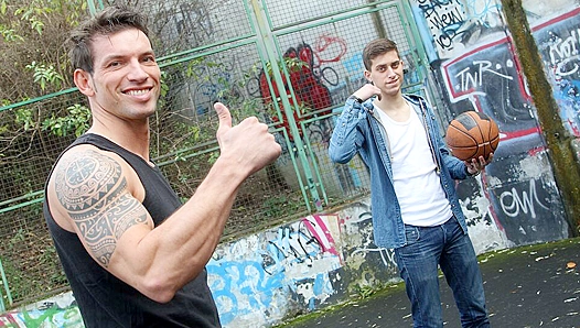 Basketball Hunks Go Bareback in Public