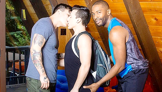 Twinks Trevor & Collin Get Blacked by Dominant Lawrence in steamy Home Sex