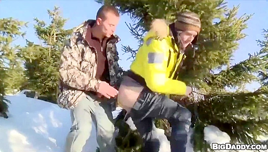 Snowy Seduction - Two Hot Dudes Fucking Outdoors in Europe