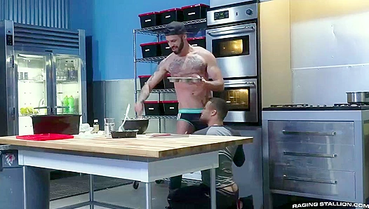 Beaux Banks Gets Fucked Hard by Romeo Davis in the Kitchen - Raging Stallion
