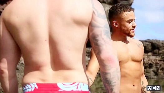 Beach Threesome - Beaux Banks, Matthew Camp, and Angel Rivera Drill My Hole