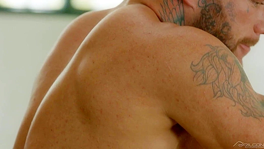 Tattoo-Faced Stud Pounds Horny Latino Bottom