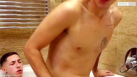 Jonny Montero and Pierre Rubberax - Steamy Bathroom Bang - Gay XXX