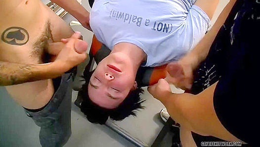 Rad Matthews & Dustin Browne Take Turns Sucking Blinx's Cock