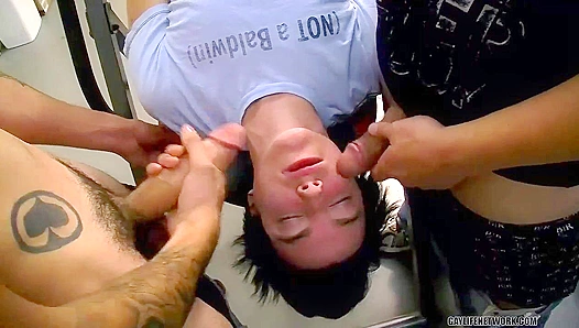 Rad Matthews & Dustin Browne Take Turns Sucking Blinx's Cock