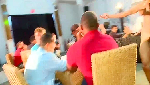 Saucy Stripper's Cock Gets Pleased by a Crowd - Blowjob Bonanza