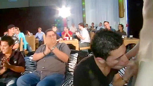 Saucy Stripper's Cock Gets Pleased by a Crowd - Blowjob Bonanza