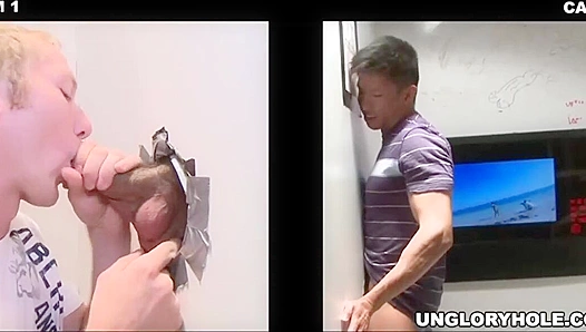 Travis West Tricks Jessie Lee Into A Hot Glory Hole Blowjob