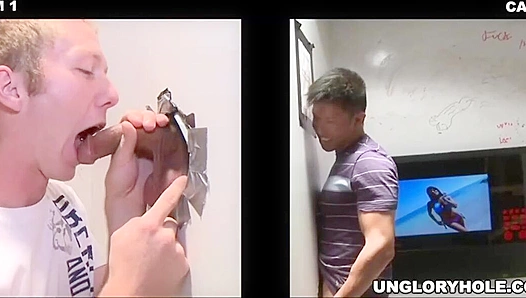 Travis West Tricks Jessie Lee Into A Hot Glory Hole Blowjob