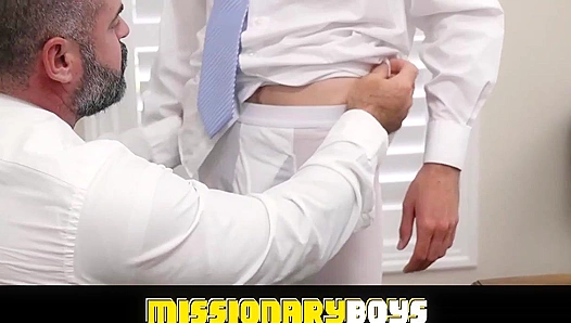 Horny Elder Lund Ecstatically Swallows a Huge Load - Missionary Boys