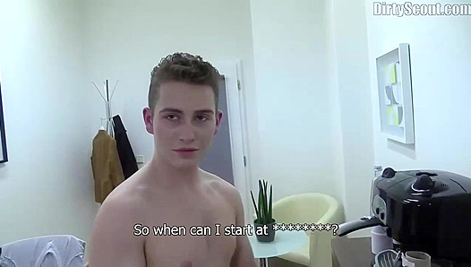 Twink Cums in Glass During Naughty Casting - Dirty Scout