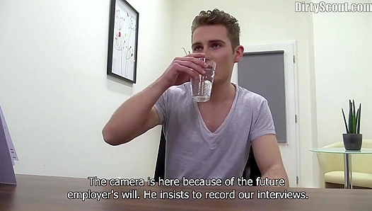 Twink Cums in Glass During Naughty Casting - Dirty Scout