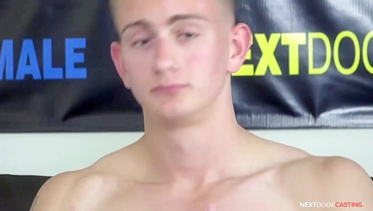 Horny Blond Stud Strokes Cock for Next-Door Casting Audition