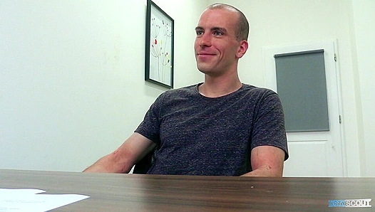 Bareback Newbie ~ Bald Stud Rides Cock in Raw Casting Session