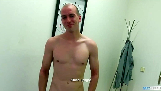 Bareback Newbie ~ Bald Stud Rides Cock in Raw Casting Session