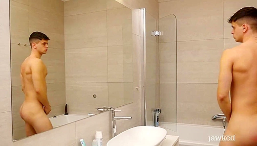 Finn Harper Strokes His Thick Dick in the Bathroom - Jawked