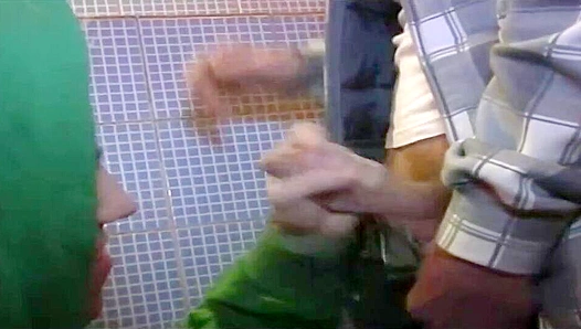 Marco Bill fucks Robin Few in a steamy public toilet BJ - Gay XXX