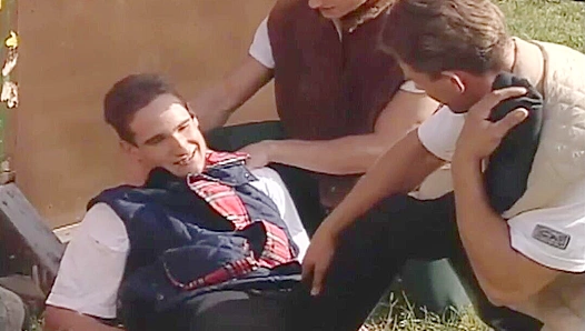 Outdoors Orgy ~ Martin Hubai, Serban Rada, and a Lucky Stranger