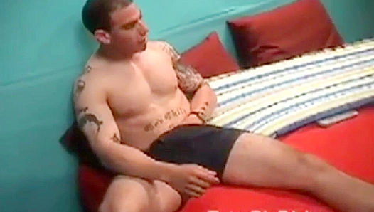 Tattooed Duke Masturbates His Massive Cock