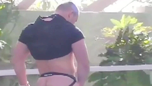 Poolside Dick Show ~ Anthony Strokes His Hot Cock for Circle Jerk Boys