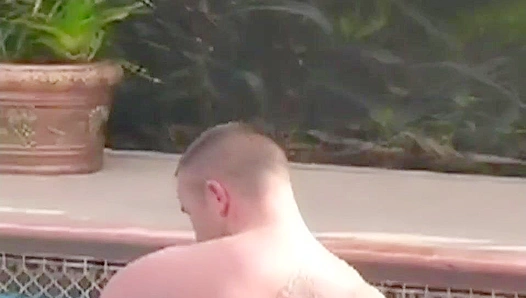 Poolside Dick Show ~ Anthony Strokes His Hot Cock for Circle Jerk Boys