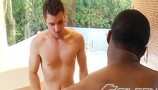 Erik Rhodes Gets Sandwiched by TJ Young and Damien Holt - Falcon Studios