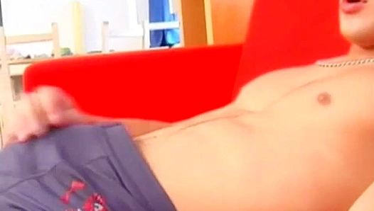 David Spreads Wide on the Couch for Some Intense Cock Play - Boyz Party