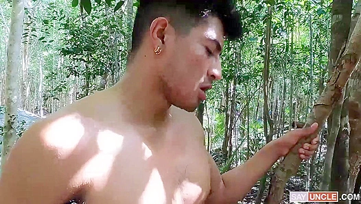 Alam Herrera Fucks Two Dudes Hard in the Woods - Latin Leche