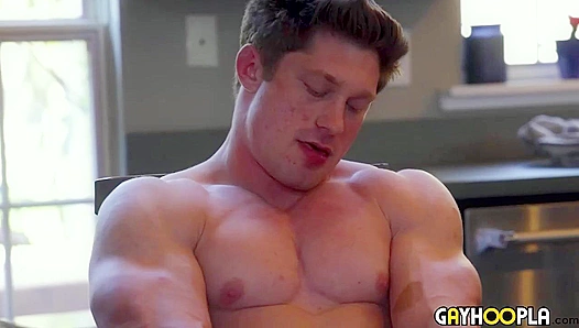 Super-Buff Hottie Justin Sharp Strokes His Massive Boner - GAY XxX