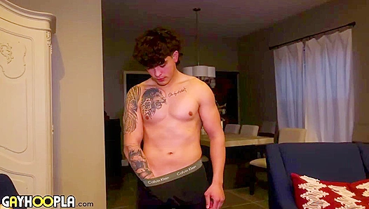 Tattooed Zachary Maddox Strokes His Hard Dick Joyfully