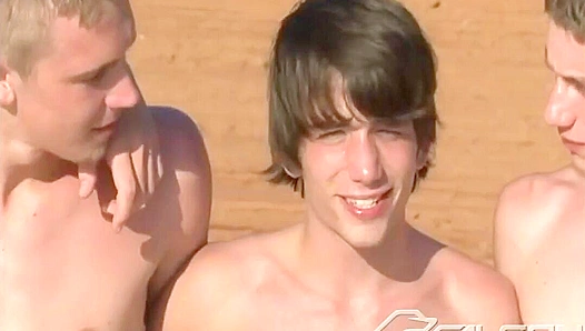 Jake Woods &Kyler Benz Cum All Over a Busty Twink - Falcon Studios