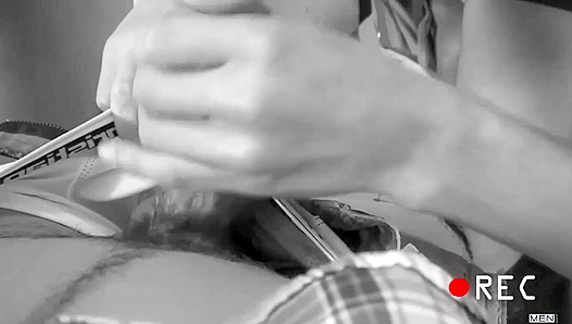 Jay Kohl and Leon Knight ~ Hardcore Cock Session on the Black Couch at School