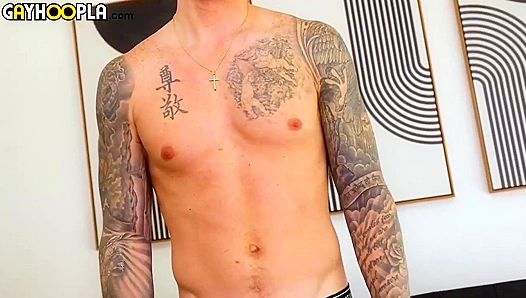 Inked Justin Rains Blows Massive Load in Solo Vid
