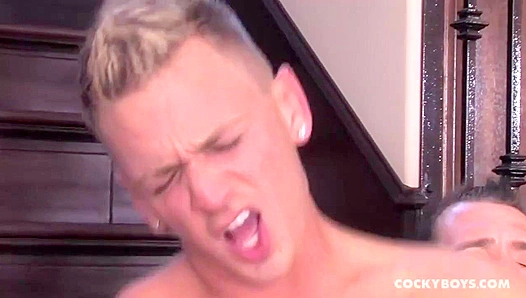 Cocky Boys ~ Two Hot Amateurs Fucking Wildly on the Stairs