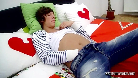 Eros Christian Cums All Over His Face - Solo Twink Blowjob