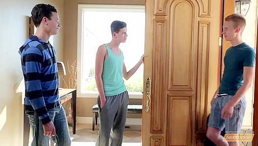 Micky, Zak, and Cameron ~ Threesome Anal Fun with a Next-Door Twink