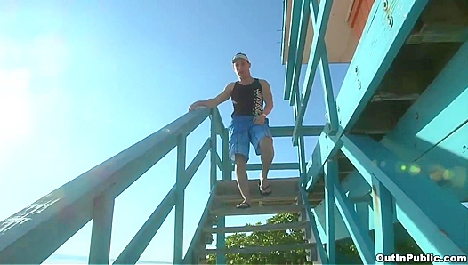 Lifeguard Fucks Seth Haus and Alex Angels in Public Park