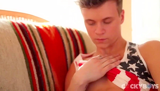 Max Ryder Strokes His Thick Dick on the Sofa - Cocky Boys