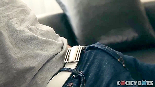 Seductive Andrew Strong Strokes His Thick Dick on the Couch - Cocky Boys