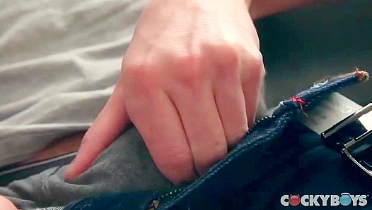 Seductive Andrew Strong Strokes His Thick Dick on the Couch - Cocky Boys