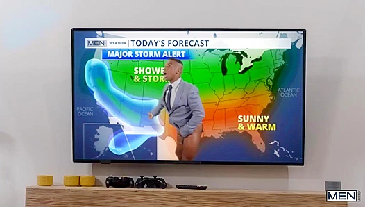 Horny Weatherman Adrian Hart Gets Drilled by Chris Damned