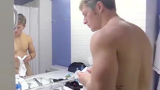 Secret Spy Cam Tease ~Brandon Parker's Explosive Cumshot!