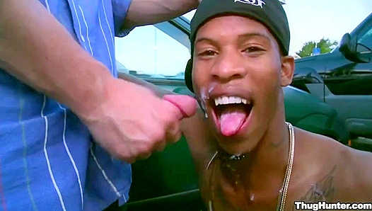 Ricardo, Sexy Thug, Bounces Wildly on a Hard White Cock