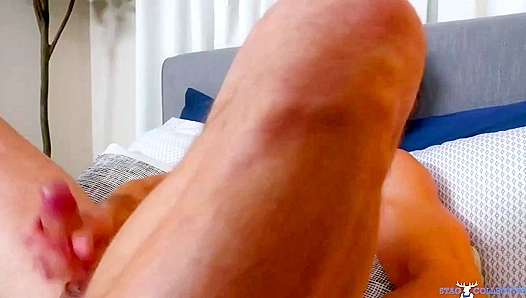 Beefcake Damien White Fucks Himself Senseless on the Bed