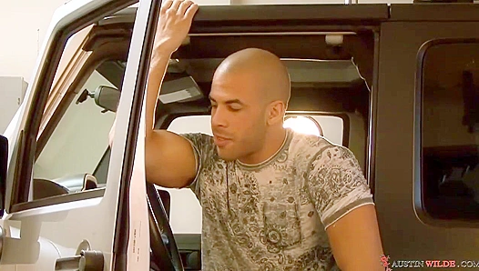 Austin Wilde's Bare Ass Shines Next to Car - Hot On-The-Set Action