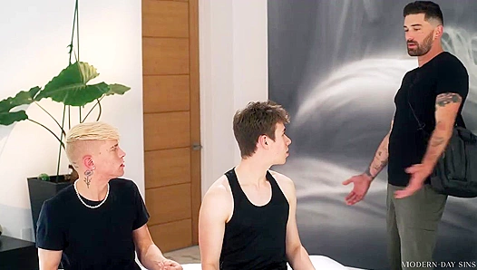 Chris Damned's Sinful Threesome - Hot Action with Two Twinks